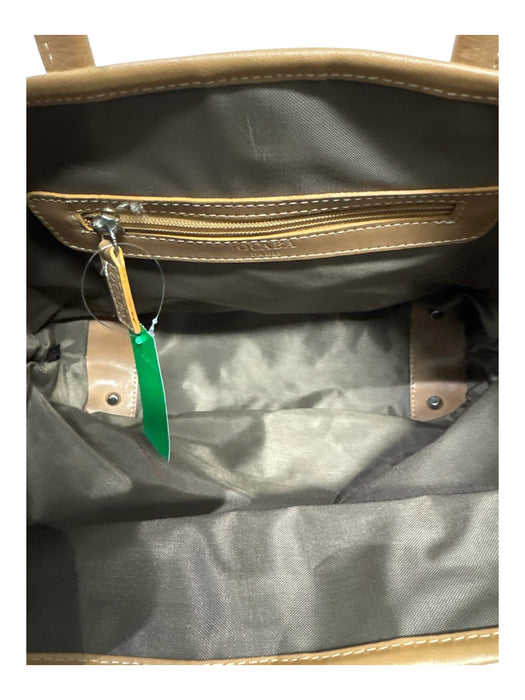 Abaco Orange & Tan Coated Canvas Leather Reversible Zipper Pocket Tote Bag Orange & Tan / Small