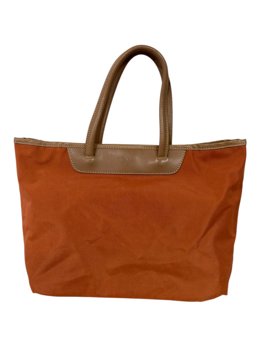 Abaco Orange & Tan Coated Canvas Leather Reversible Zipper Pocket Tote Bag Orange & Tan / Small