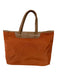 Abaco Orange & Tan Coated Canvas Leather Reversible Zipper Pocket Tote Bag Orange & Tan / Small