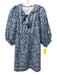 Tyler Boe Size XS Blue & White Cotton Long Sleeve Floral Print V Neck Dress Blue & White / XS