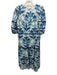 Olivia James Size Small Blue, White, Black Cotton Long Sleeve Tiered Dress Blue, White, Black / Small