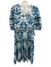 Olivia James Size Small Blue, White, Black Cotton Long Sleeve Tiered Dress Blue, White, Black / Small
