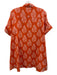 Livro Size XS Orange & White Cotton Short Sleeve Floral Print Buttons Mini Dress Orange & White / XS