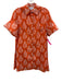 Livro Size XS Orange & White Cotton Short Sleeve Floral Print Buttons Mini Dress Orange & White / XS