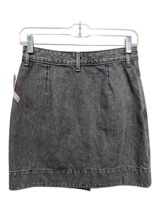 Ganni Size 36 Gray Wash Cotton Denim Buttons Asymetric Mini Skirt Gray Wash / 36