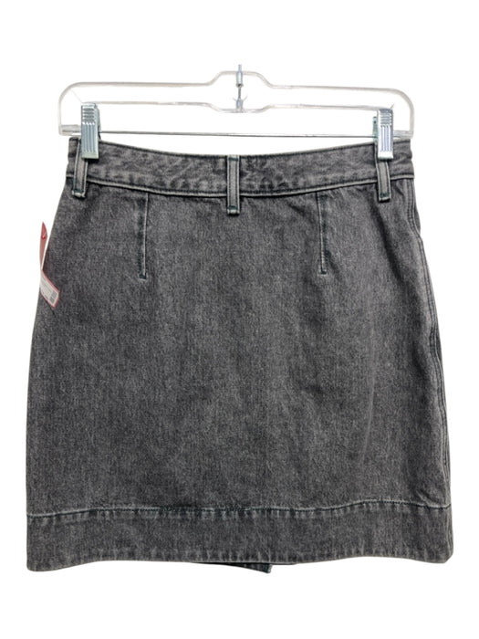 Ganni Size 36 Gray Wash Cotton Denim Buttons Asymetric Mini Skirt Gray Wash / 36