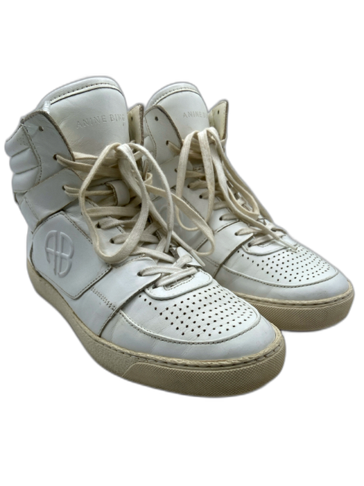 Anine Bing Shoe Size 38 White Leather Lace Up Perforated Detail Sneakers White / 38