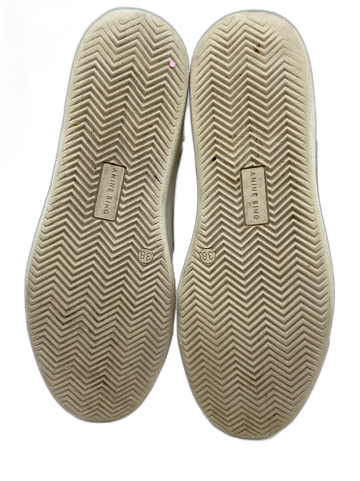 Anine Bing Shoe Size 38 White Leather Lace Up Perforated Detail Sneakers White / 38