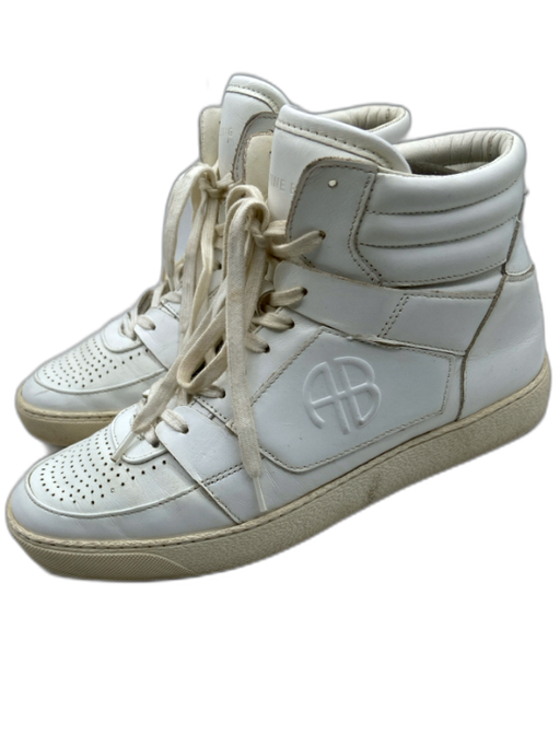 Anine Bing Shoe Size 38 White Leather Lace Up Perforated Detail Sneakers White / 38