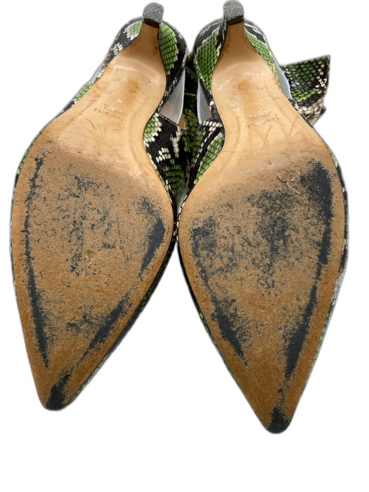 Ganni Shoe Size 39 Green, Black, White Leather Pointed Toe Snake Print Pumps Green, Black, White / 39