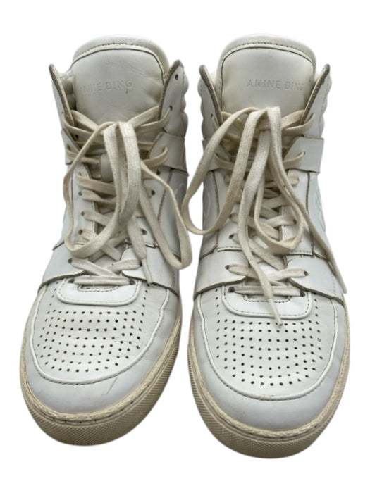 Anine Bing Shoe Size 38 White Leather Lace Up Perforated Detail Sneakers White / 38