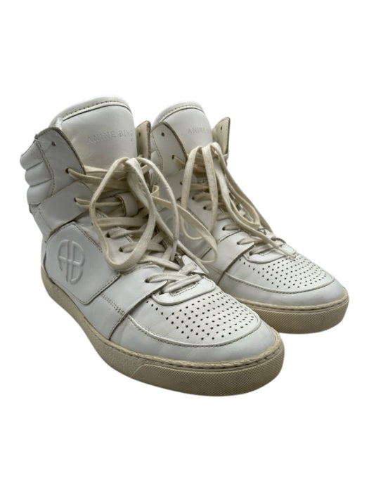 Anine Bing Shoe Size 38 White Leather Lace Up Perforated Detail Sneakers White / 38