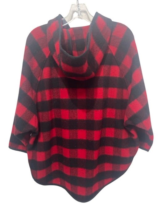 Woolrich Size S Red & Black Wool Blend Hood Plaid pull over front pocket Jacket Red & Black / S