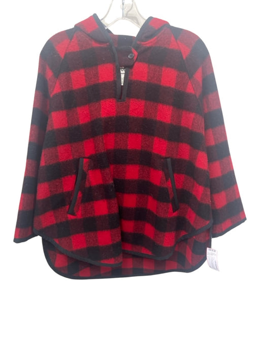 Woolrich Size S Red & Black Wool Blend Hood Plaid pull over front pocket Jacket Red & Black / S