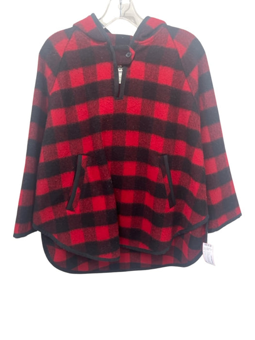 Woolrich Size S Red & Black Wool Blend Hood Plaid pull over front pocket Jacket Red & Black / S