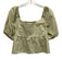 Oak + Fort Size S Sage green Cotton Short Puff Sleeve Smocked Back Peplum Top Sage green / S