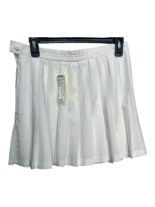 No Brand Size XS/S White Cotton Pleated Zip Mini Skirt White / XS/S