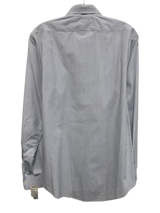 Sid Mashburn Size 15 White & Blue Cotton Plaid Button up Men's Long Sleeve Shirt White & Blue / 15