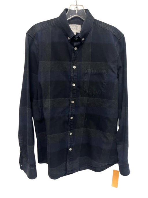 Steven Alan Size M Navy & Gray Cotton Plaid Button Up Men's Long Sleeve Shirt Navy & Gray / M