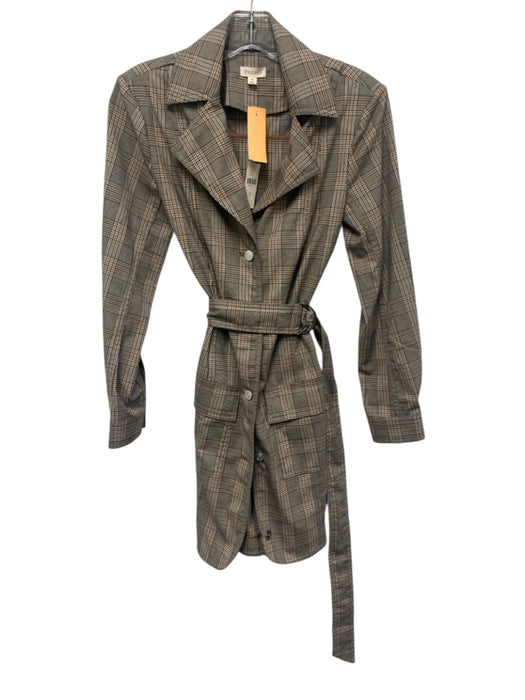 Pilcro Size XS Gray & multi Long Sleeve Plaid Button Up shoulder pads Dress Gray & multi / XS