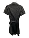 Paige Size XS Black Polyurethane Collar Short Sleeve Knee Length Wrap Dress Black / XS