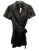 Paige Size XS Black Polyurethane Collar Short Sleeve Knee Length Wrap Dress Black / XS