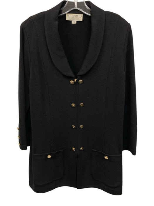 St. John Collection Size 14 Black Missing Fabric Tag Knit Zip Front Jacket Black / 14