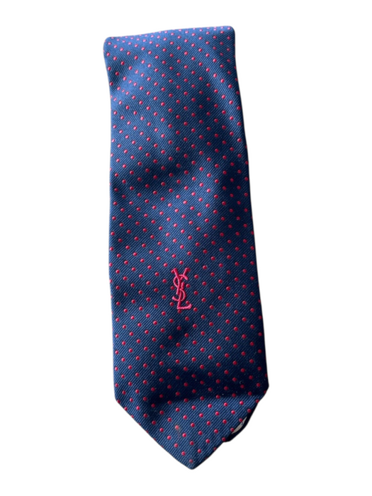 Saint Laurent Vintage Navy & Red Silk Dots Men's Ties Navy & Red