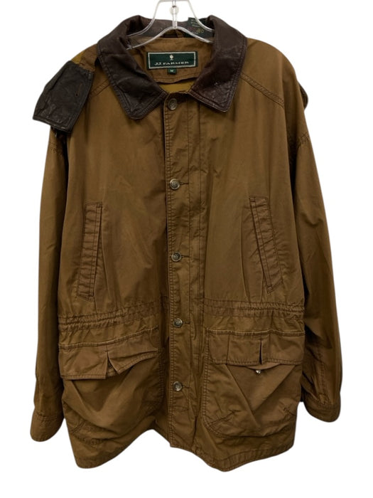 JJ Farmer Size M Tan Cotton Blend Solid Leather Detail Men's Jacket Tan / M