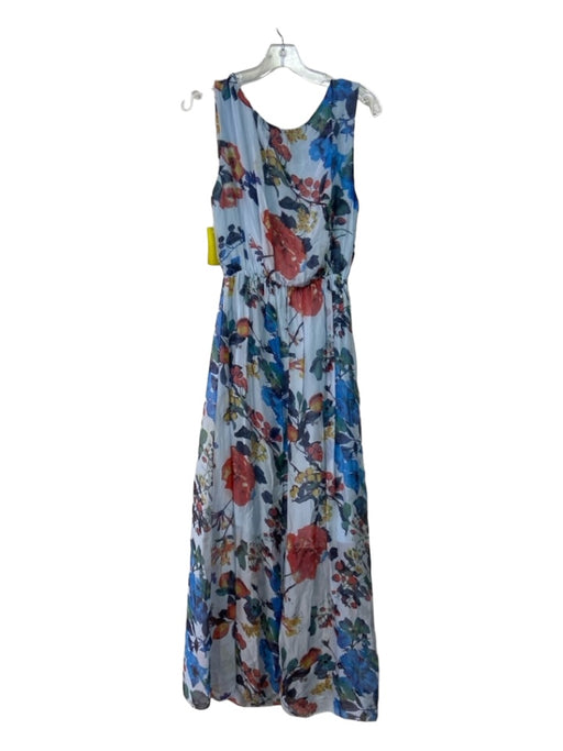 Bellambia Size S Blue & Multi Viscose & Silk Sheer Overlay Floral Dress Blue & Multi / S