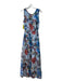 Bellambia Size S Blue & Multi Viscose & Silk Sheer Overlay Floral Dress Blue & Multi / S