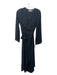 Ramy Brook Size 0 Black Polyester Metallic Thread V Neck Sheer Sleeve Wrap Dress Black / 0