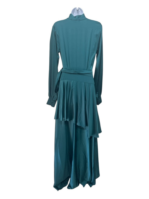 PatBo Size 6 Teal Green Polyester Blend Sash Wrap Maxi High Low Dress Teal Green / 6