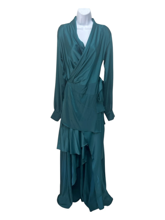 PatBo Size 6 Teal Green Polyester Blend Sash Wrap Maxi High Low Dress Teal Green / 6