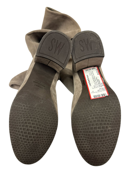 Stuart Weitzman Shoe Size 37.5 Grey Suede Block Heel Almond Toe Side Zip Boots Grey / 37.5