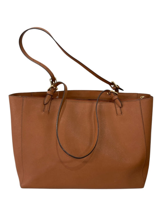 Tory Burch Tan Brown Grained Leather 2 Handles Tote Zip closure Bag Tan Brown / M