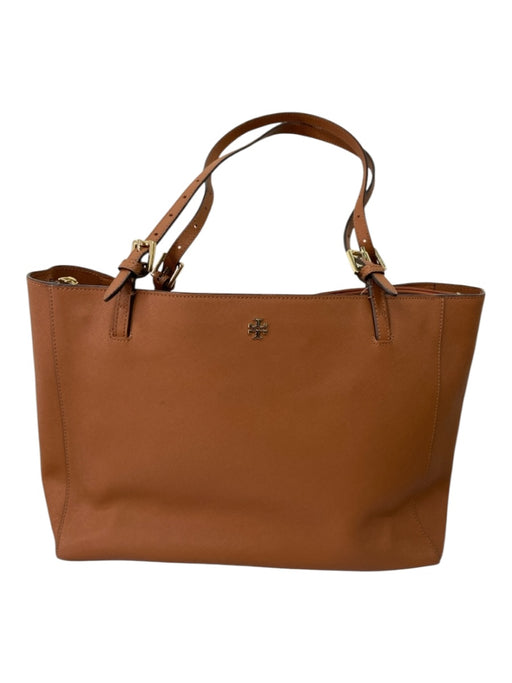 Tory Burch Tan Brown Grained Leather 2 Handles Tote Zip closure Bag Tan Brown / M