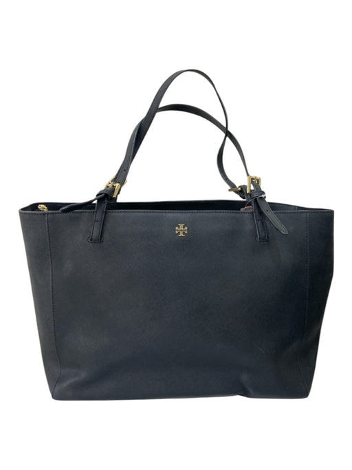 Tory Burch Black Grained Leather 2 Handles Tote Zip closure Bag Black / M