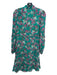 Pinko Size M Green & Multi Floral 1/2 Button Long Sleeve Ruffle Dress Green & Multi / M