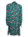 Pinko Size M Green & Multi Floral 1/2 Button Long Sleeve Ruffle Dress Green & Multi / M