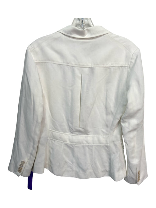 Ralph Lauren Blue Size 4 White Viscose & Linen Blend Blazer Button Front Jacket White / 4