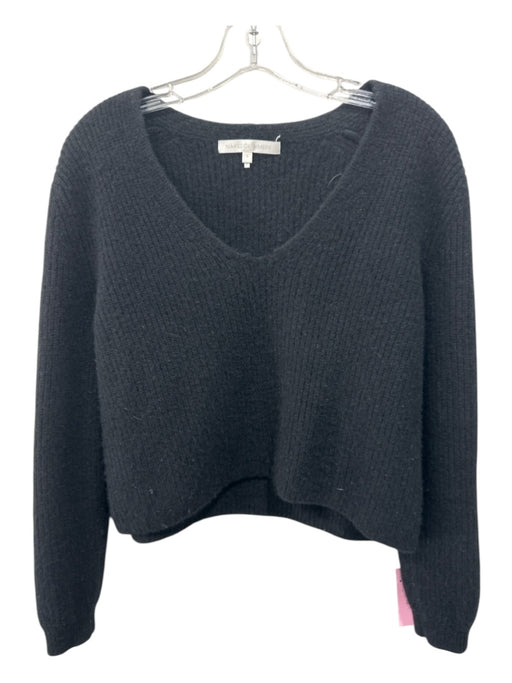 Naked Cashmere Size Small Black Cashmere Long Sleeve Cropped V Neck Sweater Black / Small
