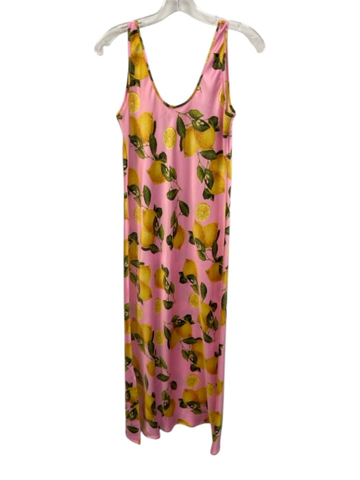 L'agence Size S Pink, Yellow, Green Lemons Scoop Neck Midi Dress Pink, Yellow, Green / S