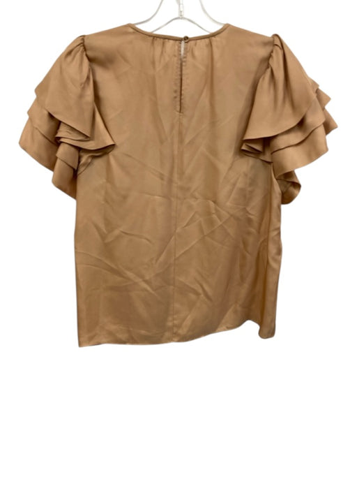 Ulla Johnson Size 4 Beige Orange Viscose Blend Gathered Neckline Tiered Top Beige Orange / 4