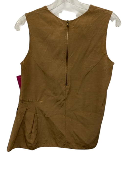 Marni Size 38 Tan Brown Viscose Blend Side Pleat V Neck Sleeveless Top Tan Brown / 38