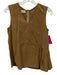Marni Size 38 Tan Brown Viscose Blend Side Pleat V Neck Sleeveless Top Tan Brown / 38
