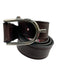 Tory Leather Co Burgundy Brown Leather Silver Tone Metal Peg Buckle Belts Burgundy Brown / 32