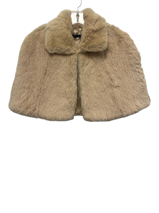Theory Beige Rabbit Fur Hook & Eye Closure Collared Shrug Shawl Beige / Est XS/S