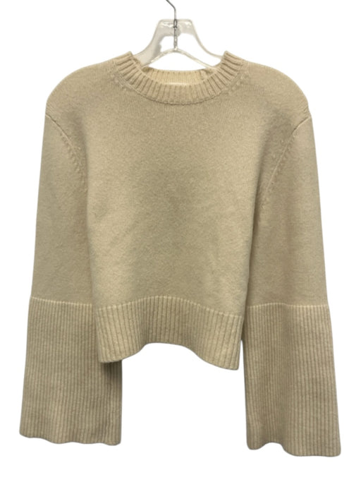 A.L.C. Size S Cream White Wool Blend Knit Long Wide Sleeve Ribbed Hem Sweater Cream White / S