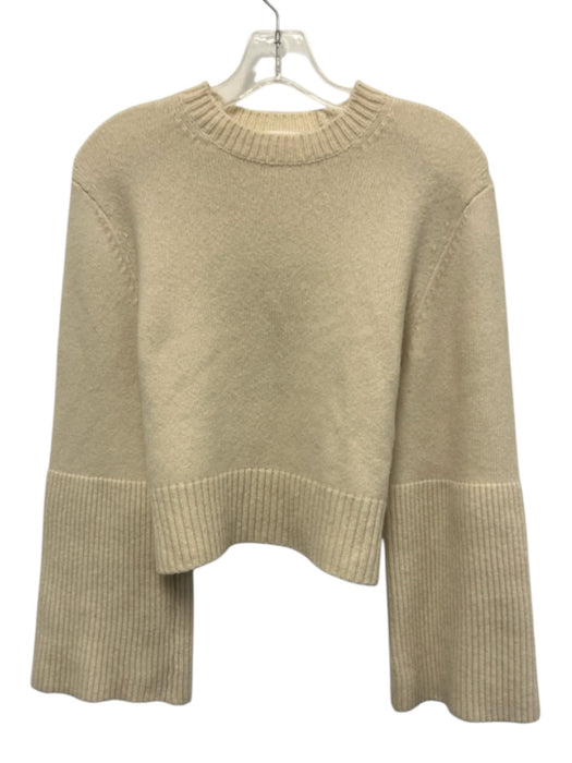 A.L.C. Size S Cream White Wool Blend Knit Long Wide Sleeve Ribbed Hem Sweater Cream White / S